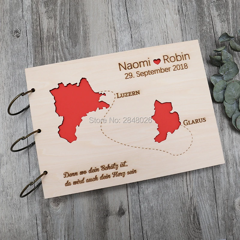 Custom Photo Book - Rustic personalized wedding guest book,Custom MAP