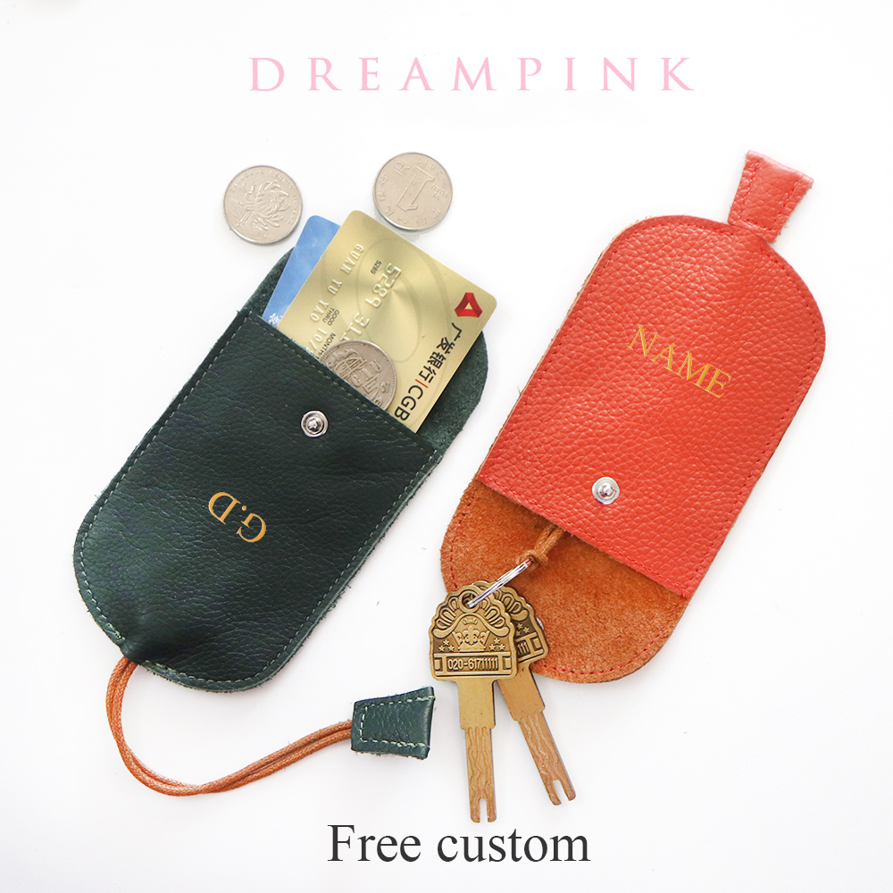 Monogram Keychain Leather - Free Monogram Cowhide Key Wallet Custom