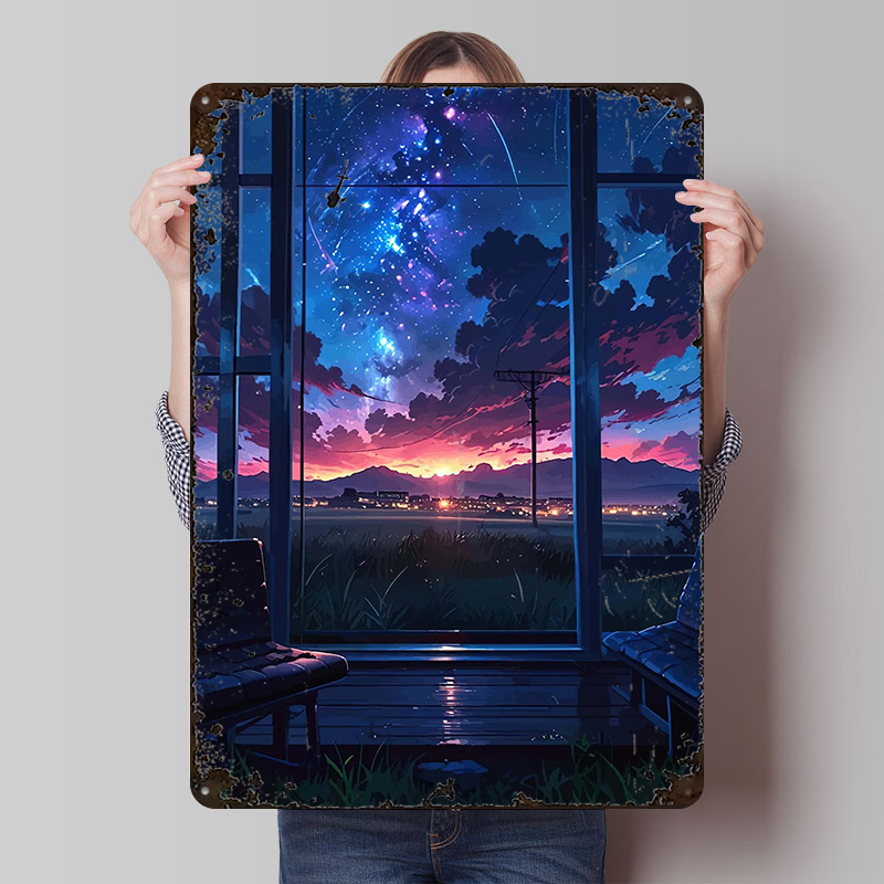 Custom Night Sky - Anime Window View of Starry Night
