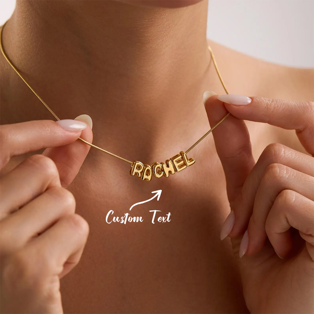 Name Necklace Custom - Custom Balloon Initial Name Necklace For