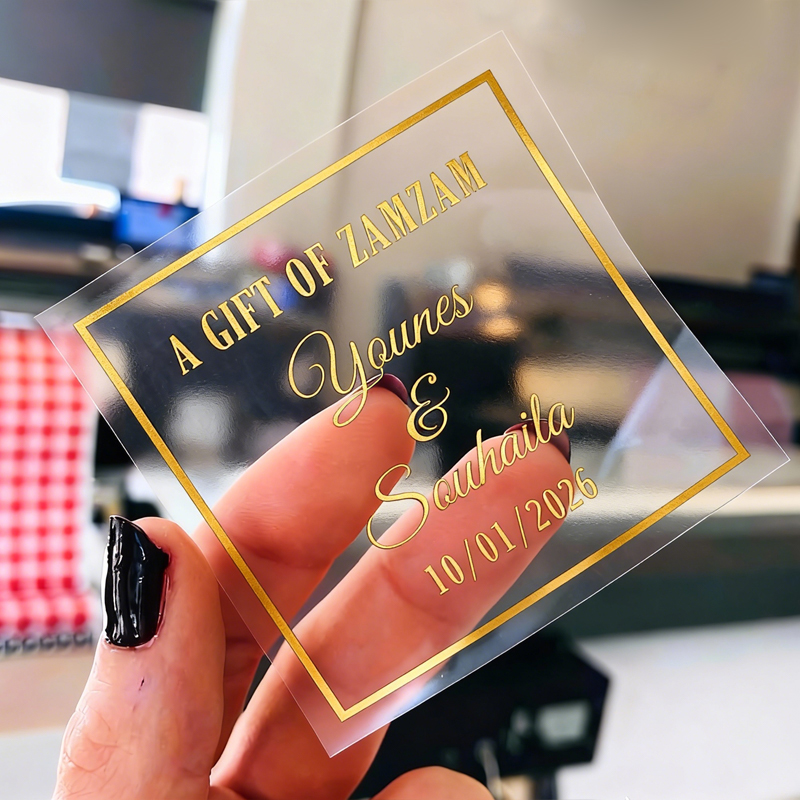 Personalised Candle Label - 50PCS Square Personalized Wedding Stickers Transparent