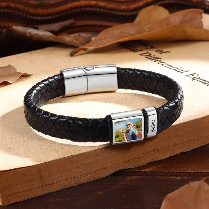 Coordinates Bracelet - Personalized Photo Name Bracelet for Men