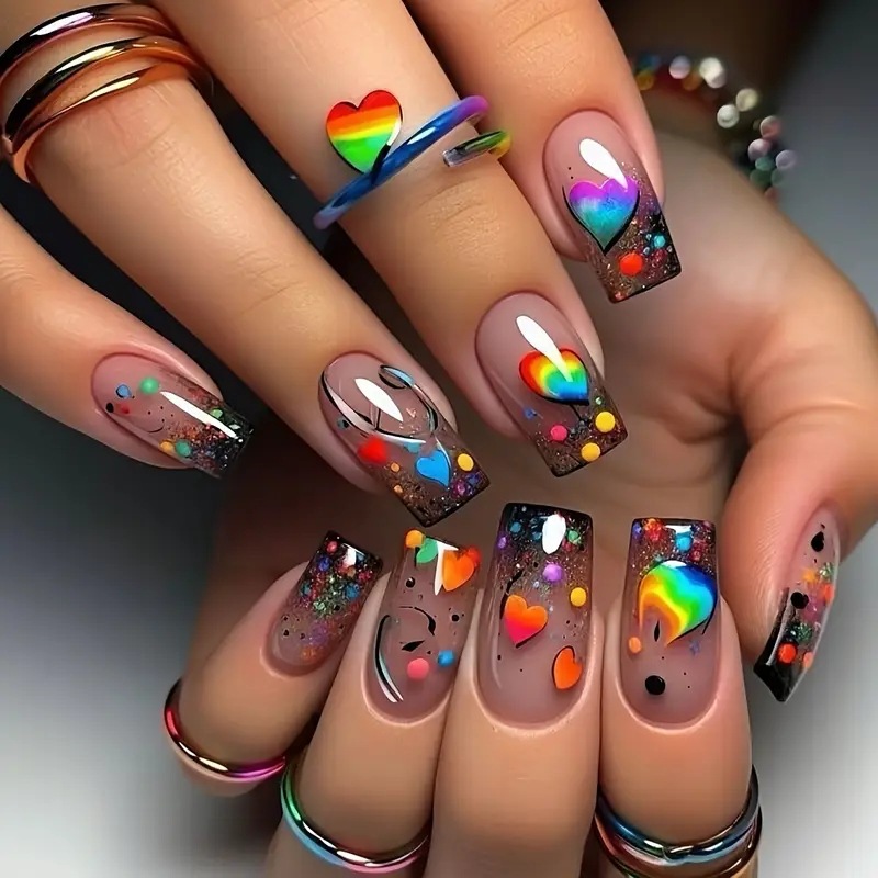 Pressed Flower Art - 24pcs/set Medium long square fake nails