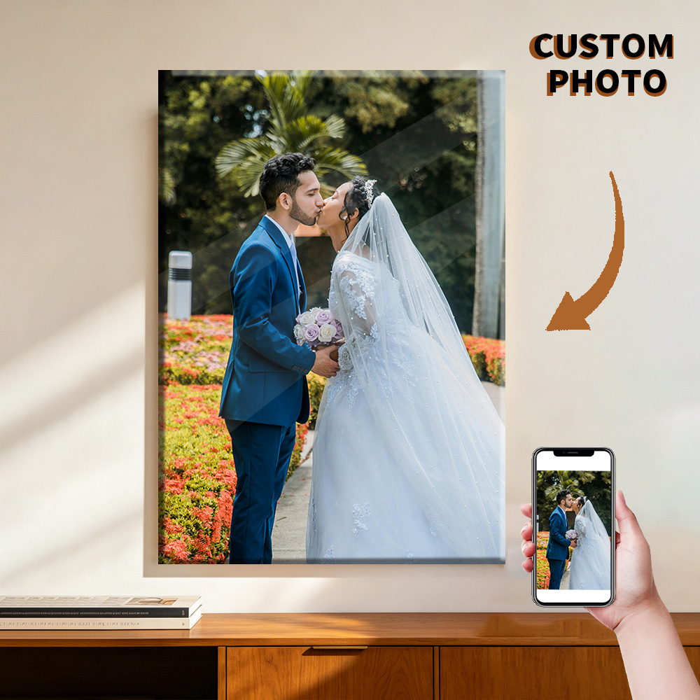 Engraved Wood Frame - 1 Pc Customized Photos on Canvas