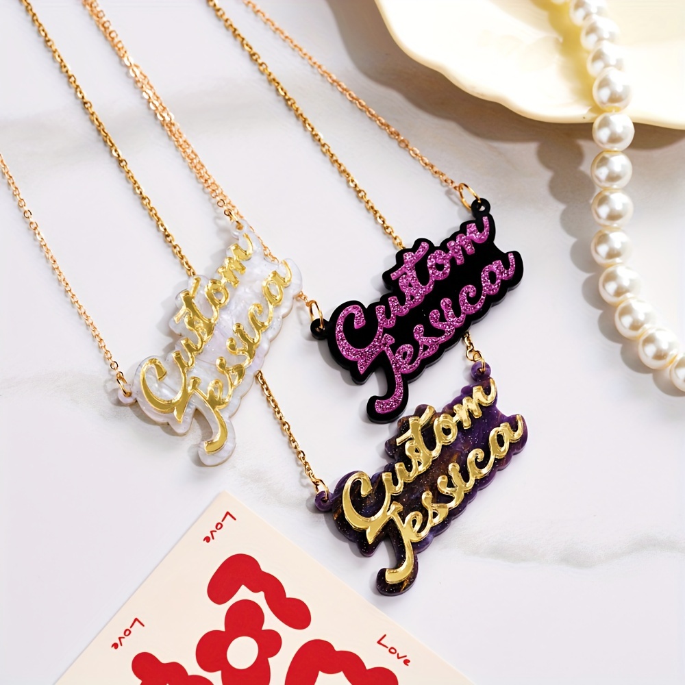 Name Necklace Custom - Personalized double-layer acrylic name necklace, double-layer