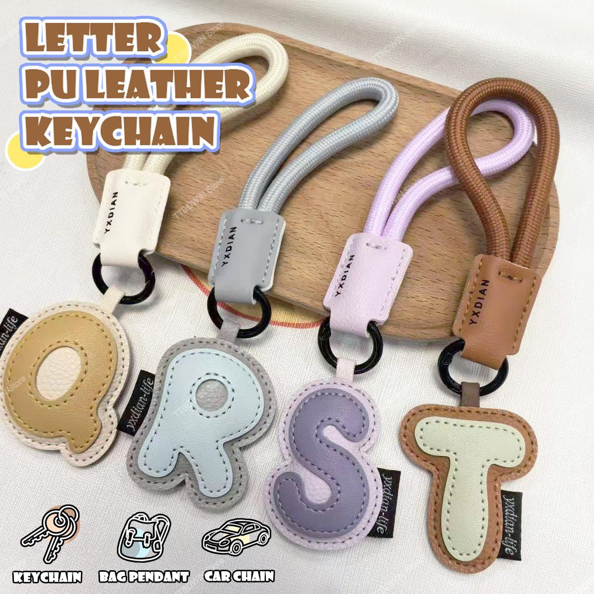 Monogram Keychain Leather - 26 Alphabet PU Leather Keychain Fashion