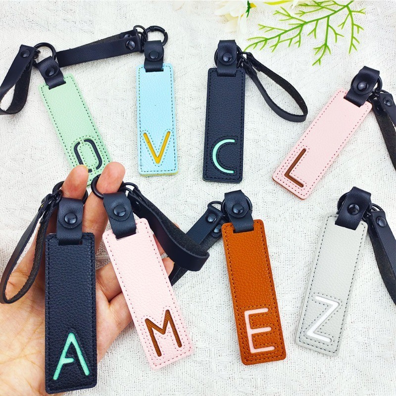 Monogram Keychain Leather - Classic Pu Leather Keychain A-Z 26
