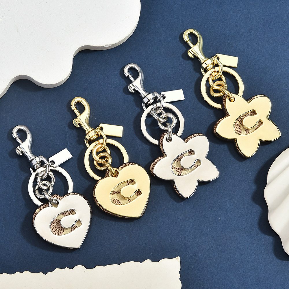 Monogram Keychain Leather - Initial C Monogram Bag Charm Keychain