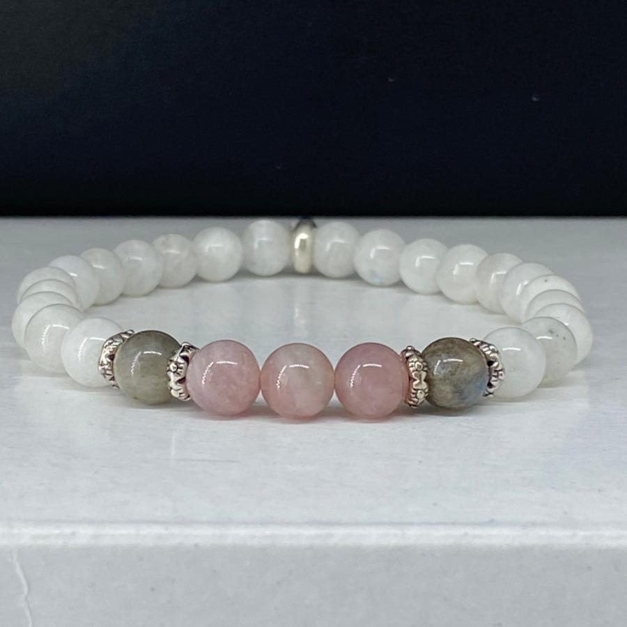 Coordinates Bracelet - New Moonstone, Labradorite and Rose Quartz