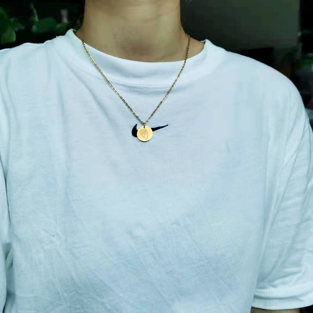 Birth Flower Necklace - Stainless Steel Birth Month Flower Choker