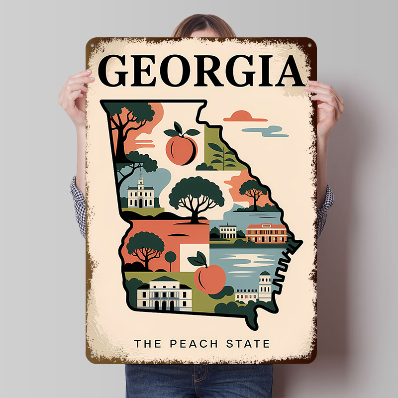 Custom Map Poster - Georgia: The Peach State Illustrated Map
