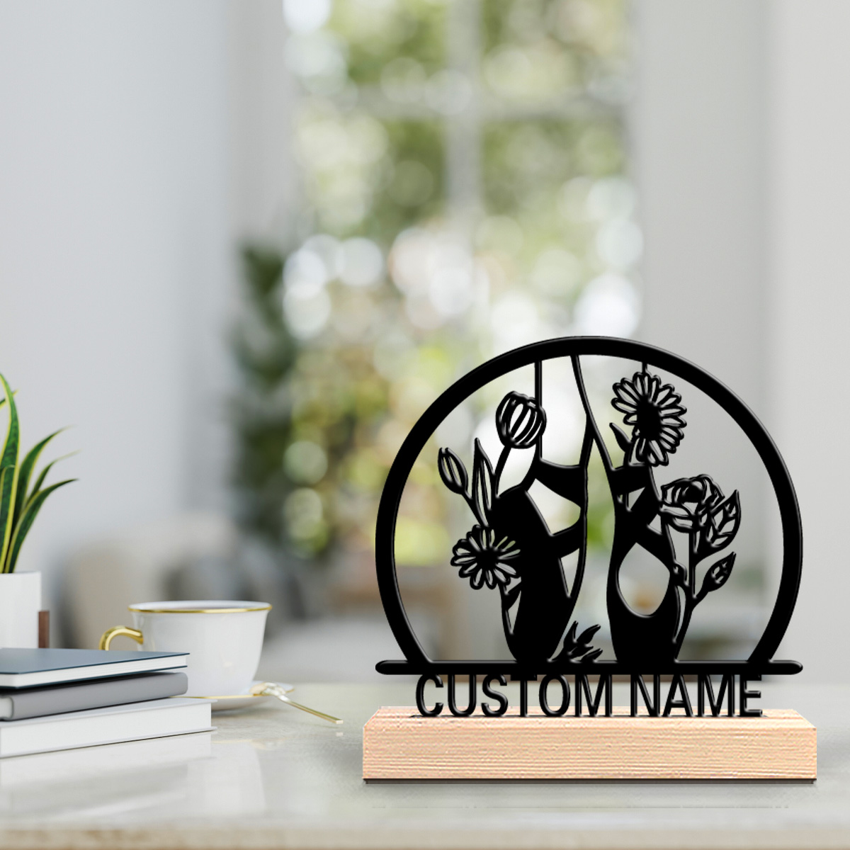 Engraved Wood Frame - 1pc beautiful personalized ballet shoe, a