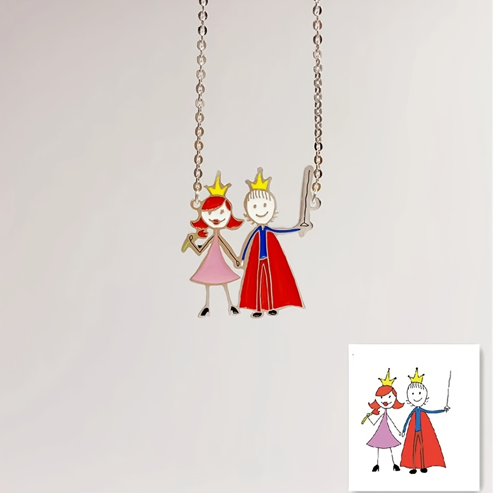 Name Necklace Custom - Children's Drawing Making Pendant Souvenirs Jewelry