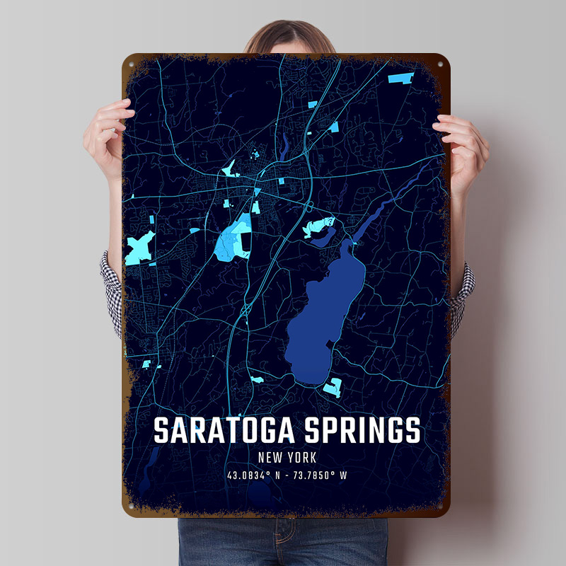 Saratoga Springs Midnight City - Custom Map Poster recension och pris