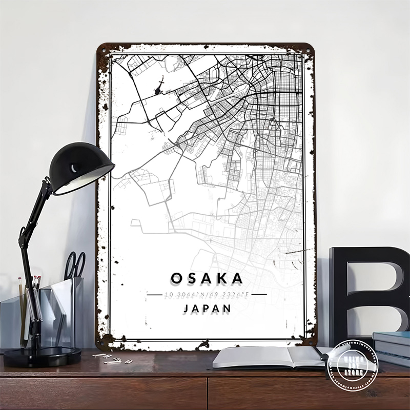 Osaka Map 3D Texture Printed P - Custom Map Poster recension och pris