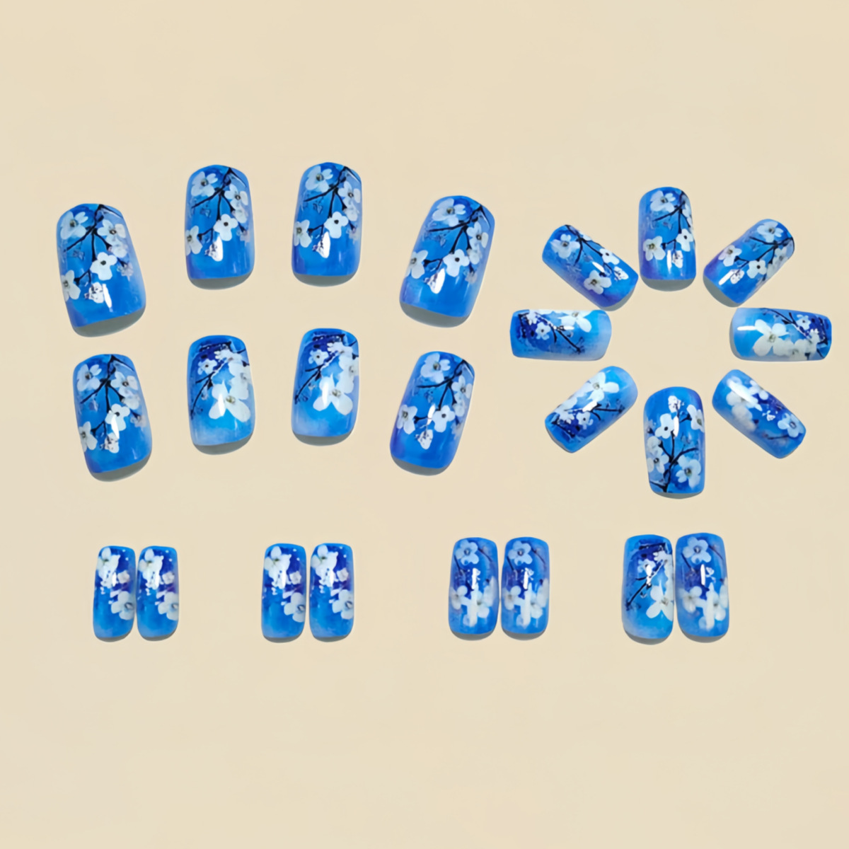 Medium fake nails for women gi - Pressed Flower Art recension och pris