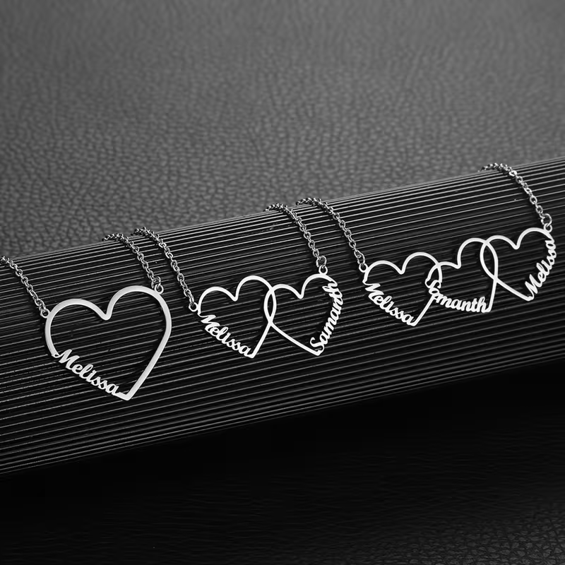 Custom Interlocking Heart Name - Name Necklace Custom recension och pris