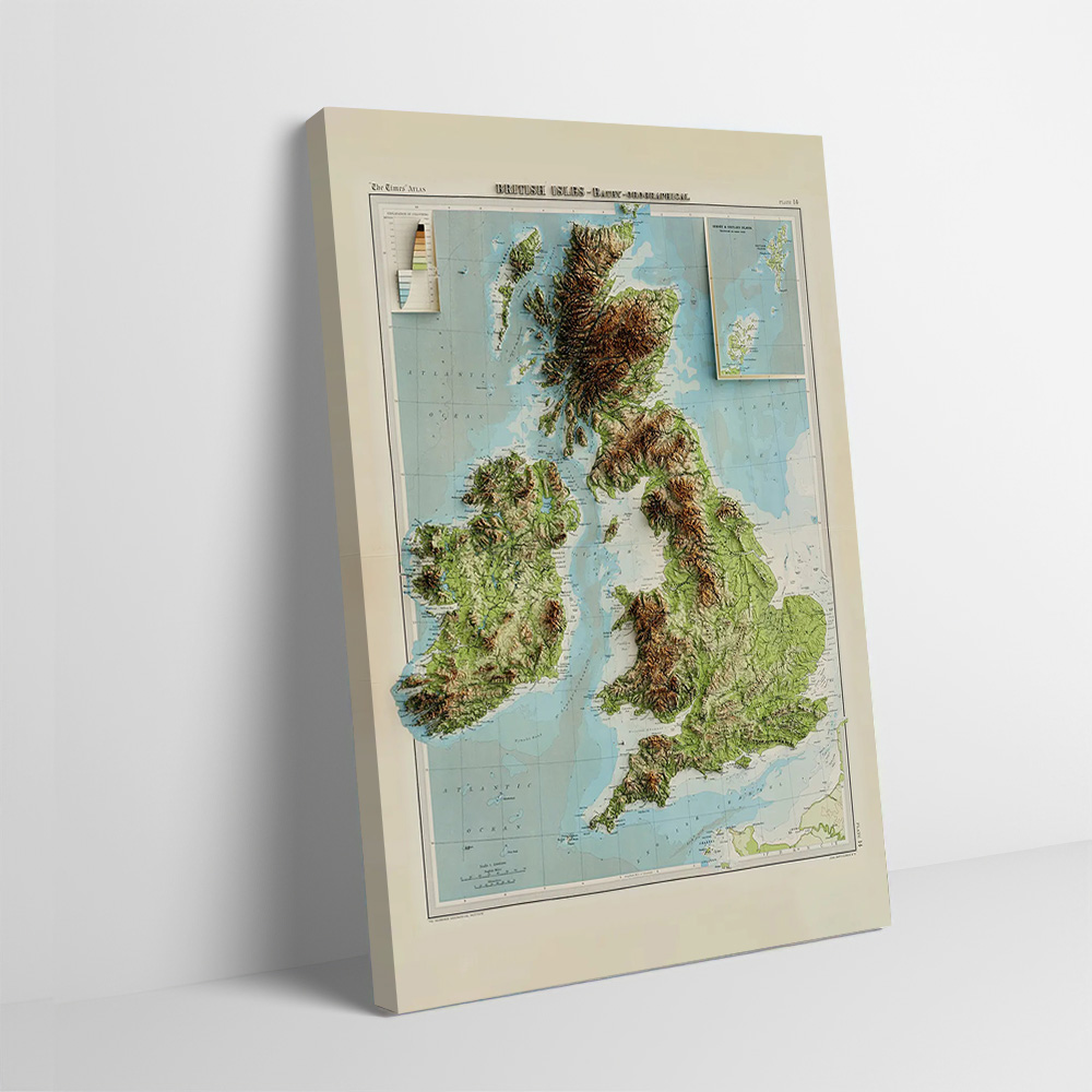 3D Relief Map of 1922 British  - Custom Map Poster recension och pris
