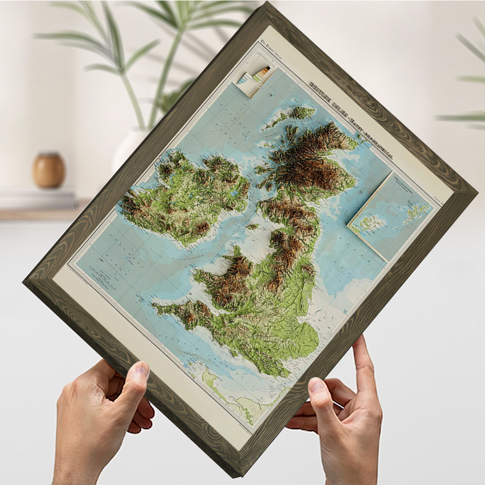 3D Relief Map of 1922 British  - Custom Map Poster recension och pris