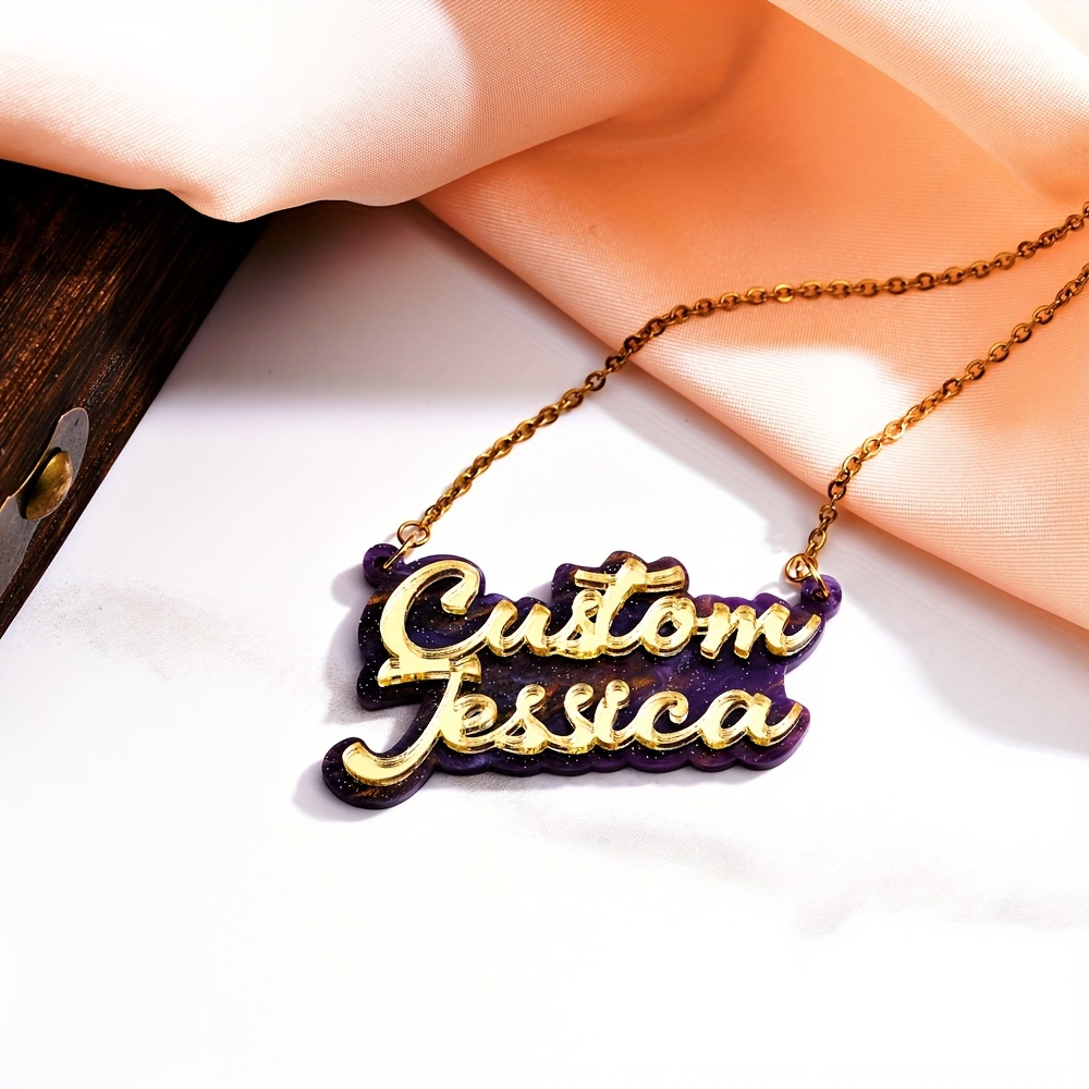 Personalized double-layer acry - Name Necklace Custom recension och pris