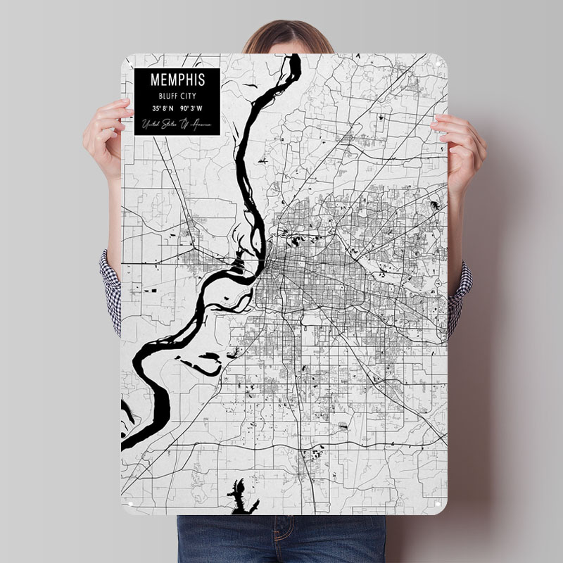 Memphis TN USA Tinplate Signs  - Custom Map Poster recension och pris