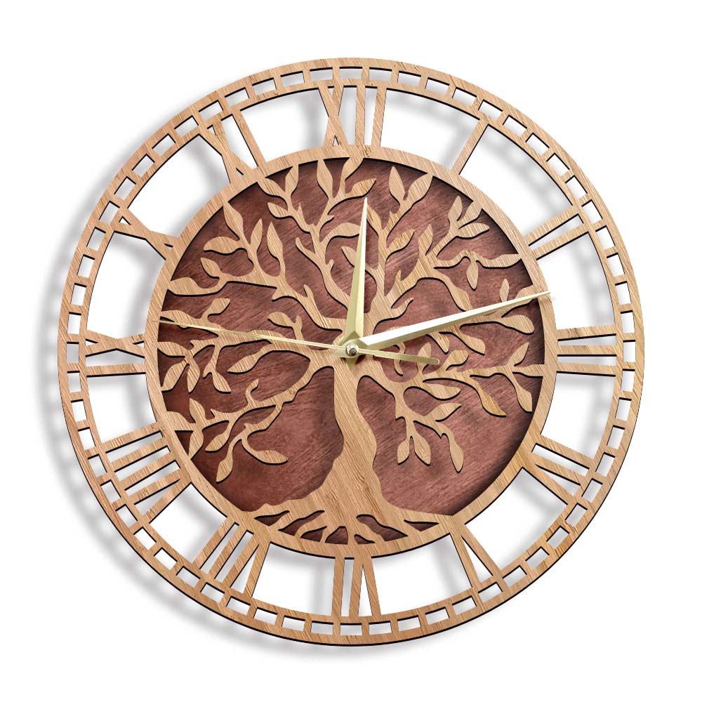 Tree of Life Wooden Wall Clock - Family Tree Print recension och pris