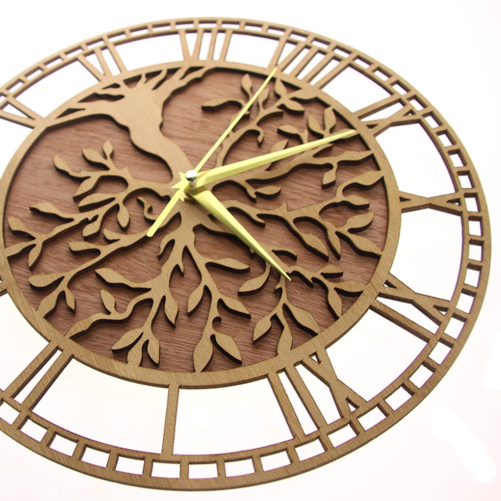 Tree of Life Wooden Wall Clock - Family Tree Print recension och pris