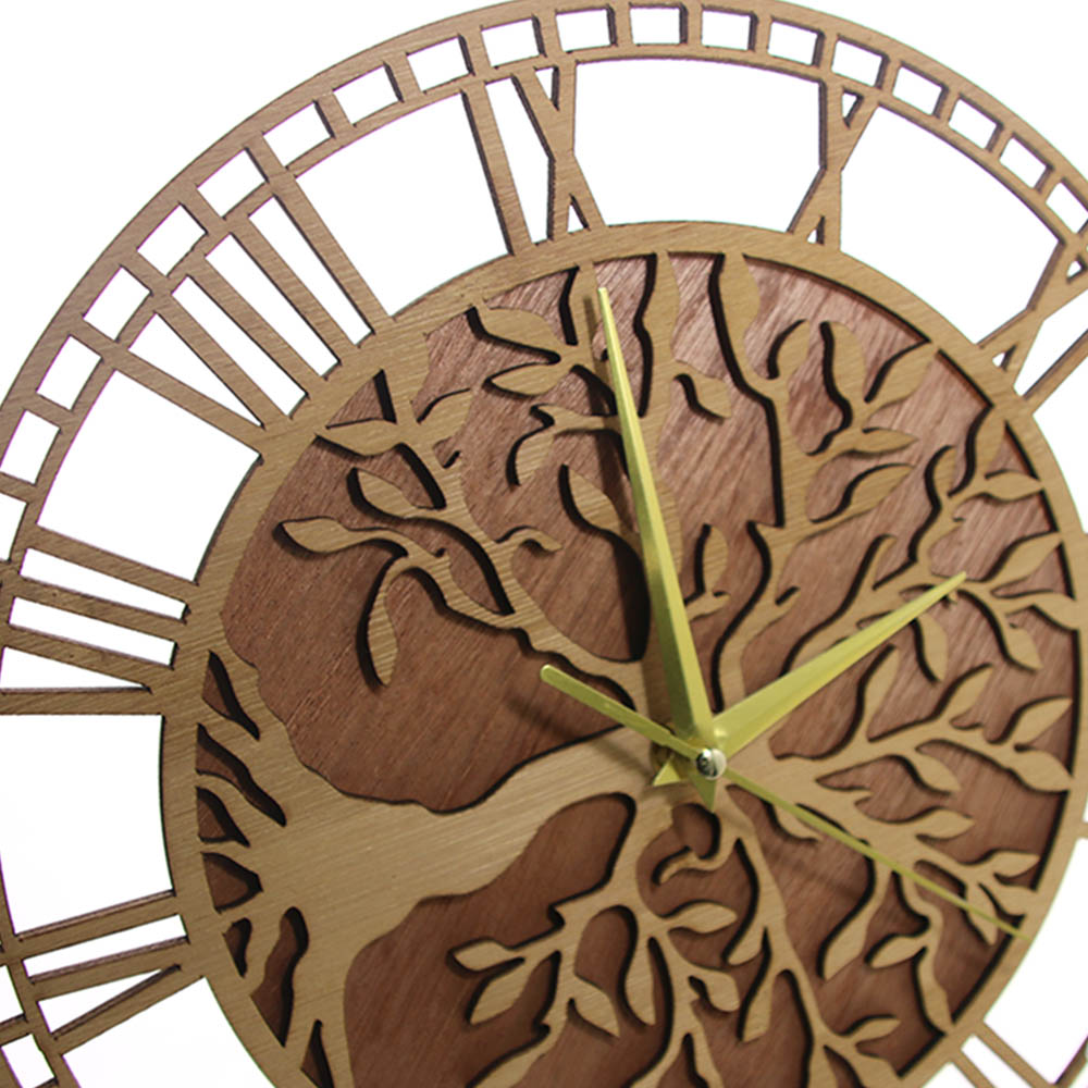 Tree of Life Wooden Wall Clock - Family Tree Print recension och pris