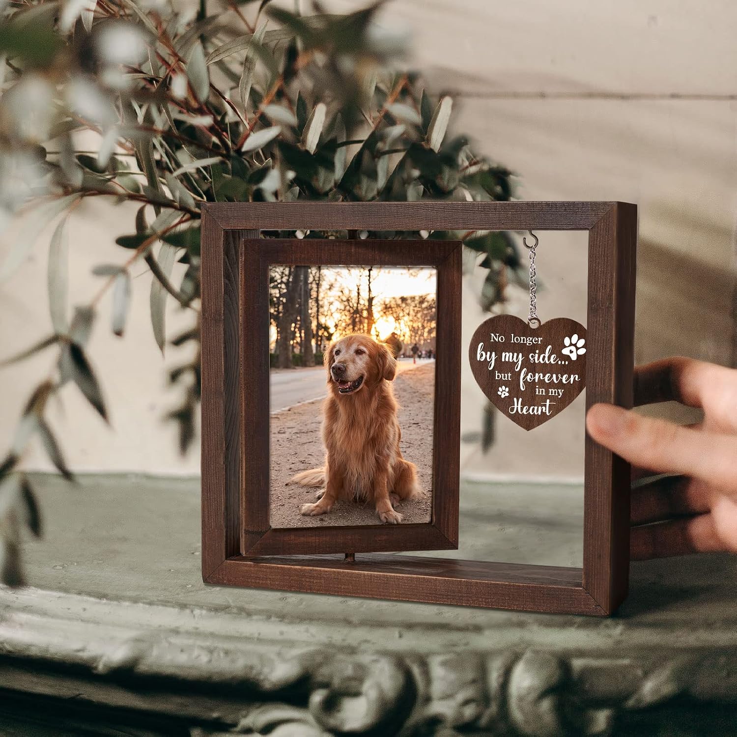 Pet Memorial Photo Frame for D - Engraved Wood Frame recension och pris