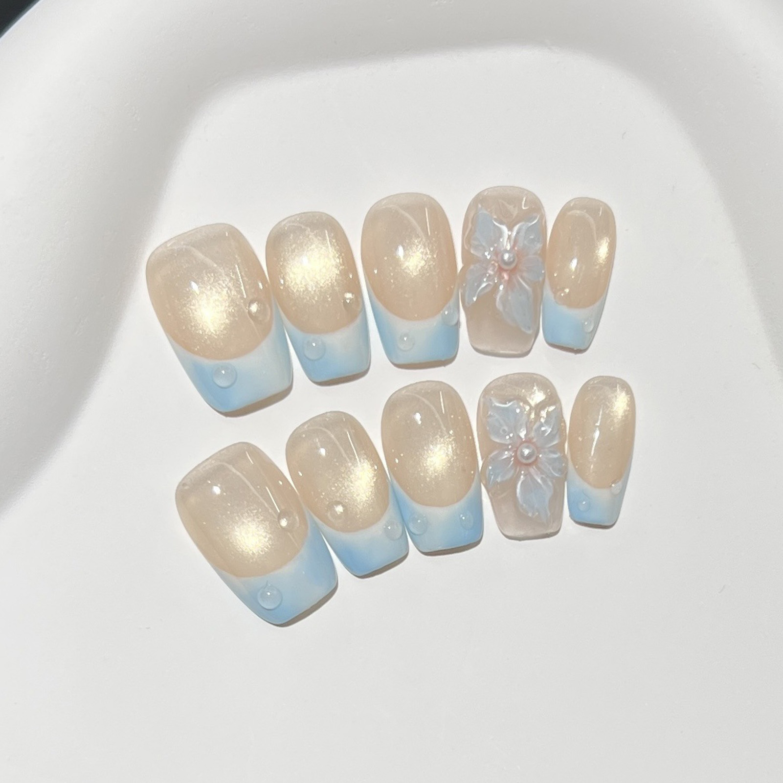 10pcs French Blue Glossy Flora - Pressed Flower Art recension och pris