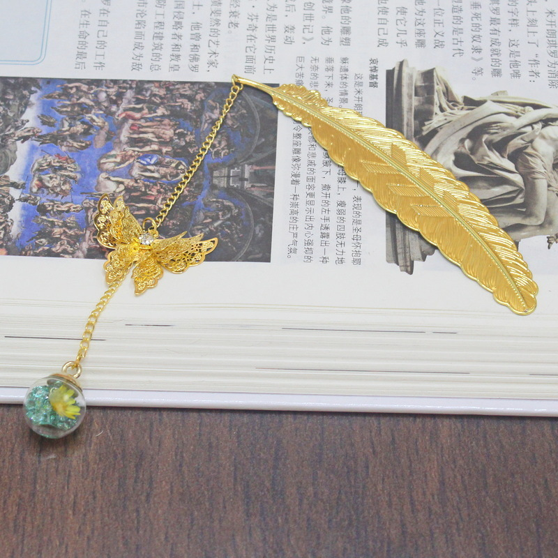 1pc Chinese Style Metal Feathe - Dried Flower Bookmark recension och pris