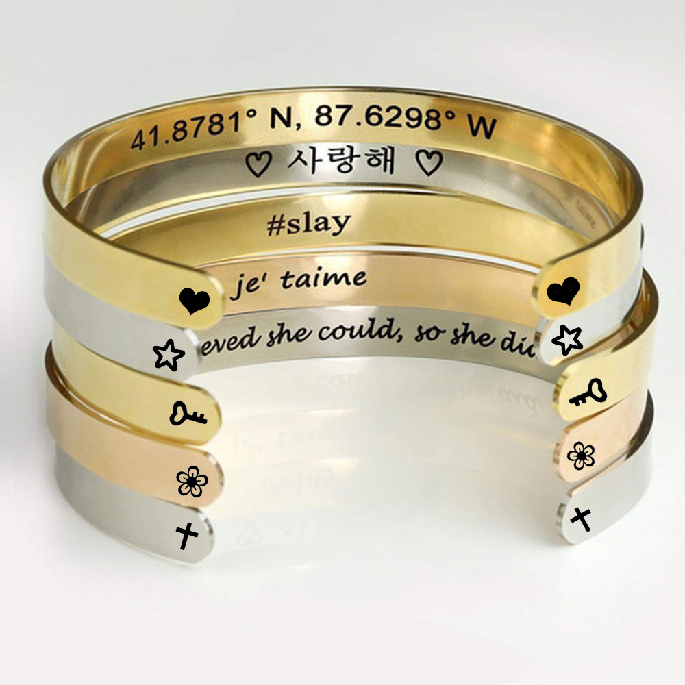 Custom Engrave Name Wrist Brac - Coordinates Bracelet recension och pris