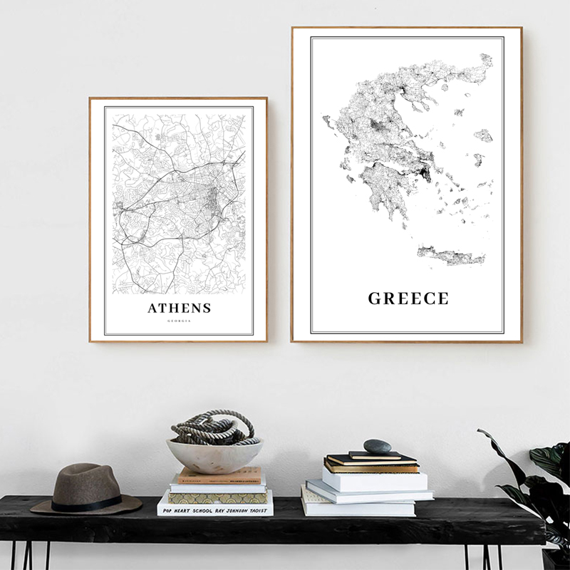 Greece Road Map Poster Black a - Custom Star Map recension och pris