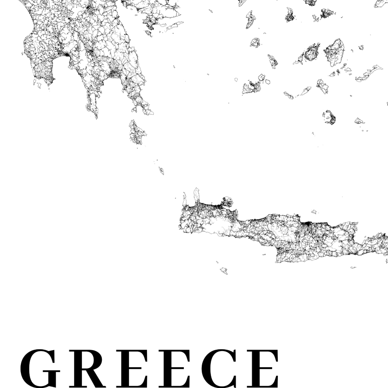 Greece Road Map Poster Black a - Custom Star Map recension och pris
