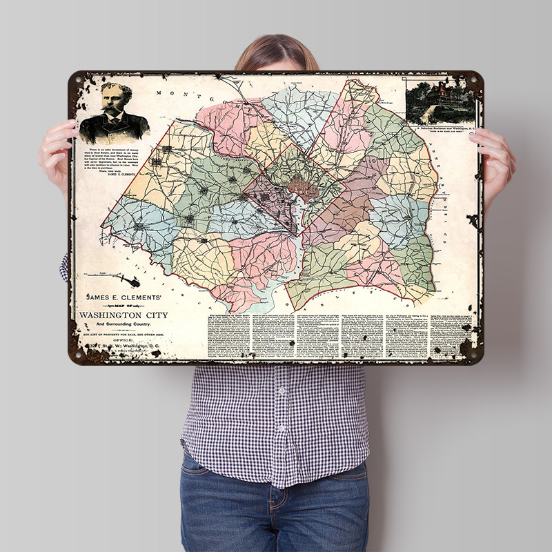 Map of Washington City Printed - Custom Map Poster recension och pris