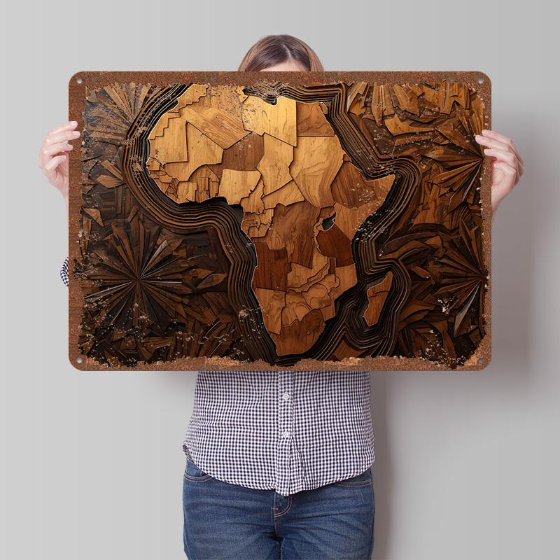 Africa Map Wood Carving Art Pr - Custom Map Poster recension och pris