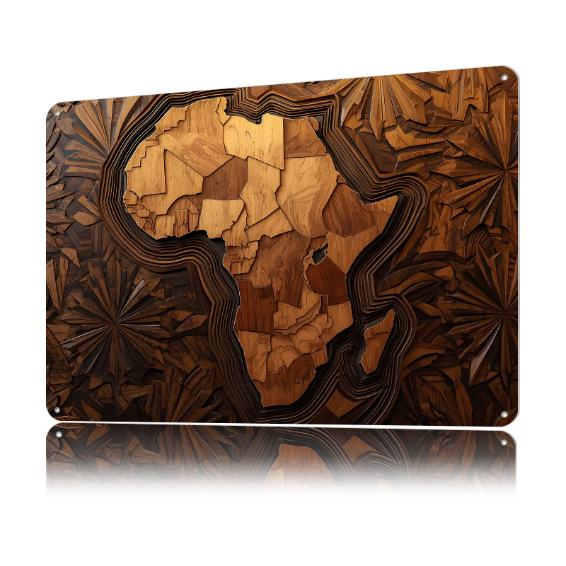 Africa Map Wood Carving Art Pr - Custom Map Poster recension och pris