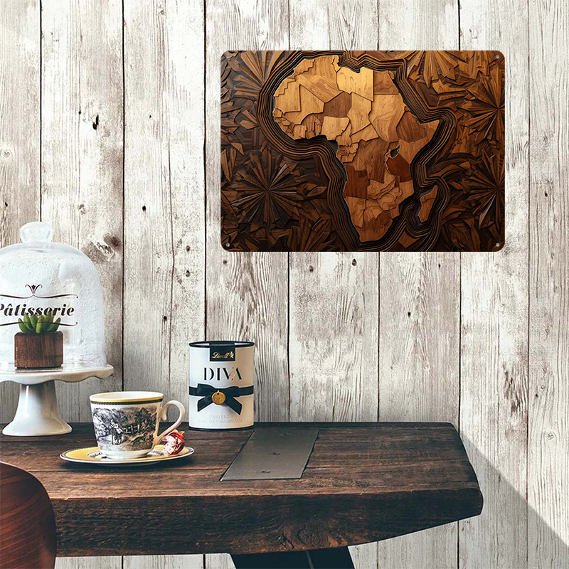 Africa Map Wood Carving Art Pr - Custom Map Poster recension och pris