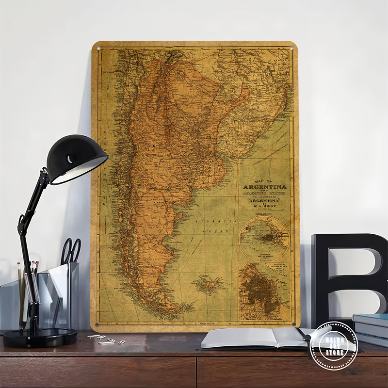 Vintage Map of Argentina Tin P - Custom Map Poster recension och pris