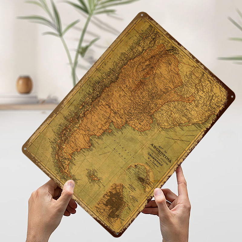 Vintage Map of Argentina Tin P - Custom Map Poster recension och pris