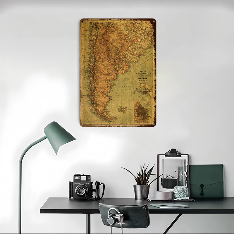 Vintage Map of Argentina Tin P - Custom Map Poster recension och pris