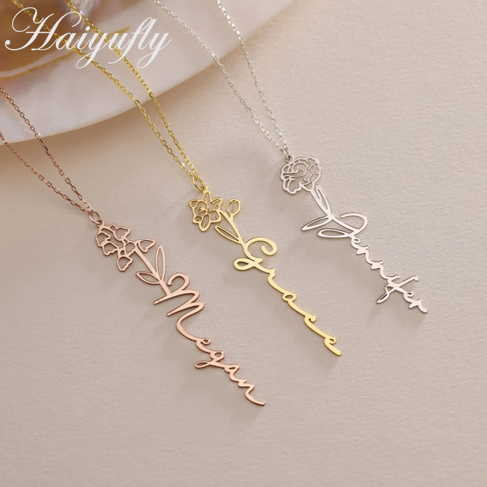 Haiyufly Custom Name Necklace  - Birth Flower Necklace recension och pris