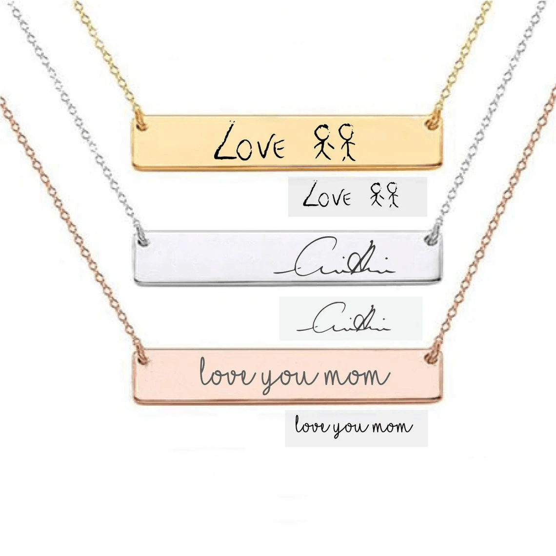 Actual Handwriting Bar Necklac - Handwriting Necklace Bar recension och pris