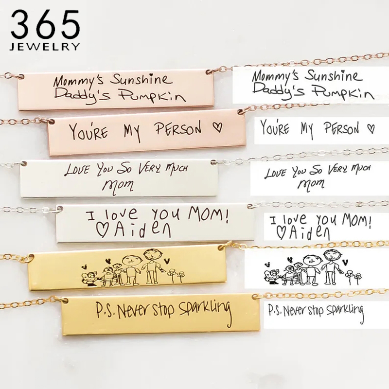 Custom Handwriting Name Bar Pe - Handwriting Necklace Bar recension och pris