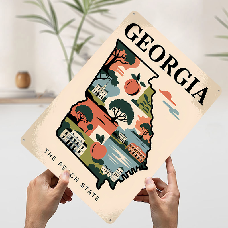 Georgia: The Peach State Illus - Custom Map Poster recension och pris