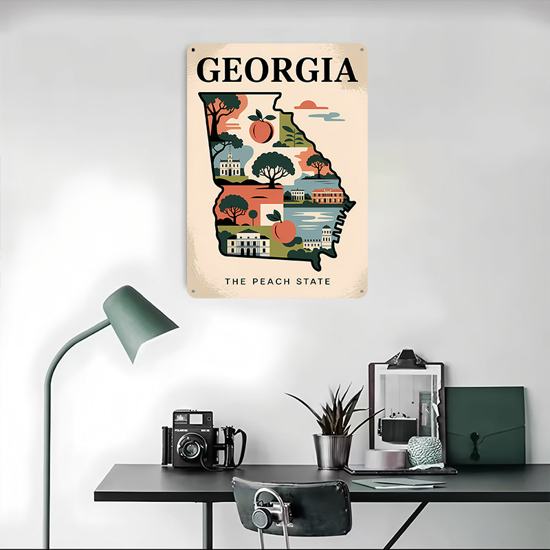 Georgia: The Peach State Illus - Custom Map Poster recension och pris
