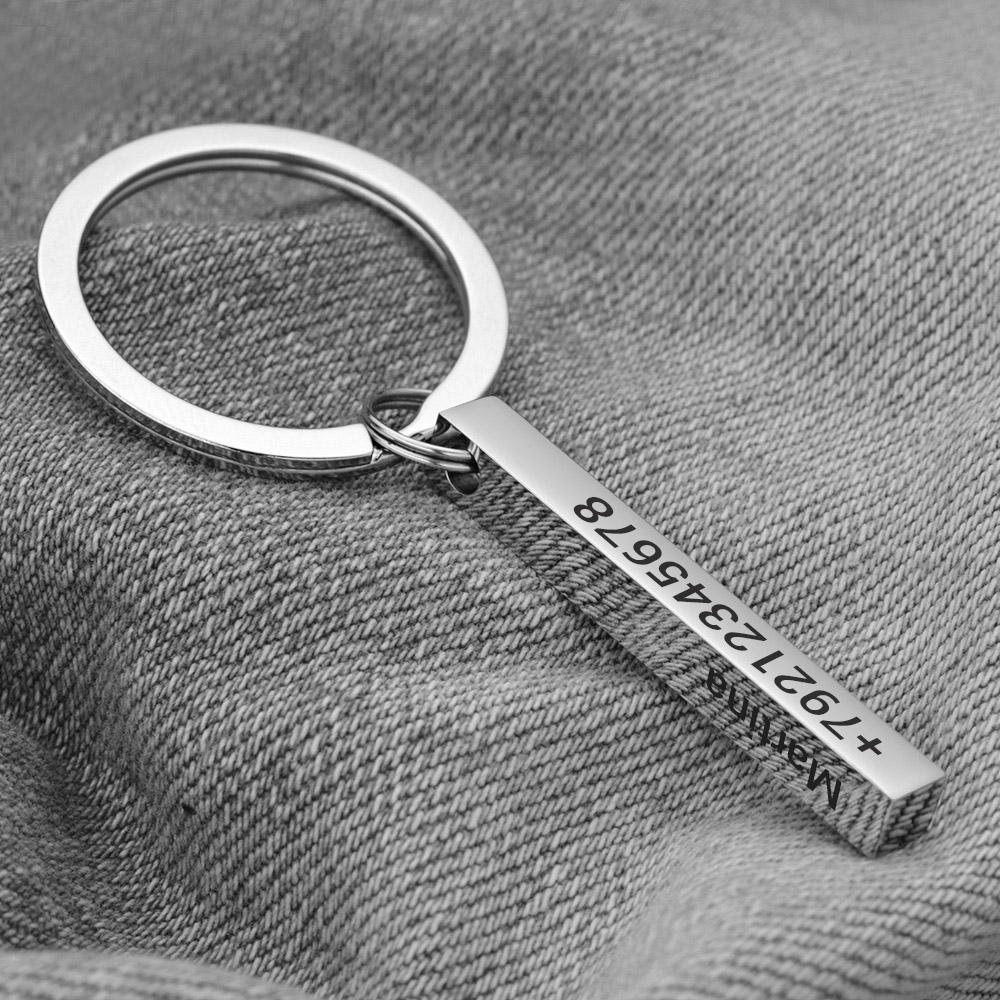Personalize Keychains 3D Bar S - Initial Ring Custom recension och pris